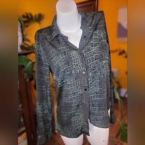 Vero Moda Green Crocodile Pattern Blouse